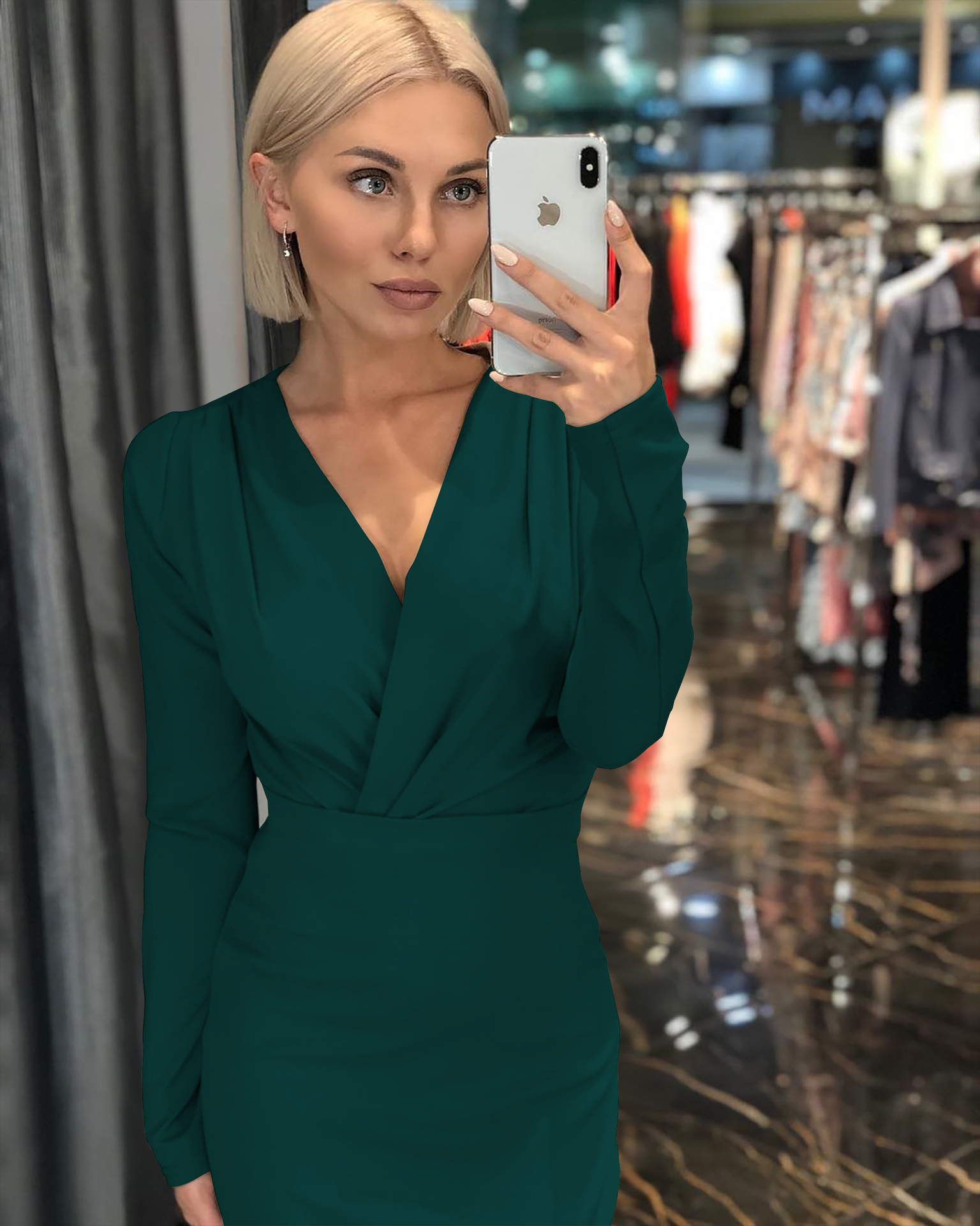 Sexy Personalized Deep V wrapped hip dress Middle-waisted Pure colorDress Party Concert Dress