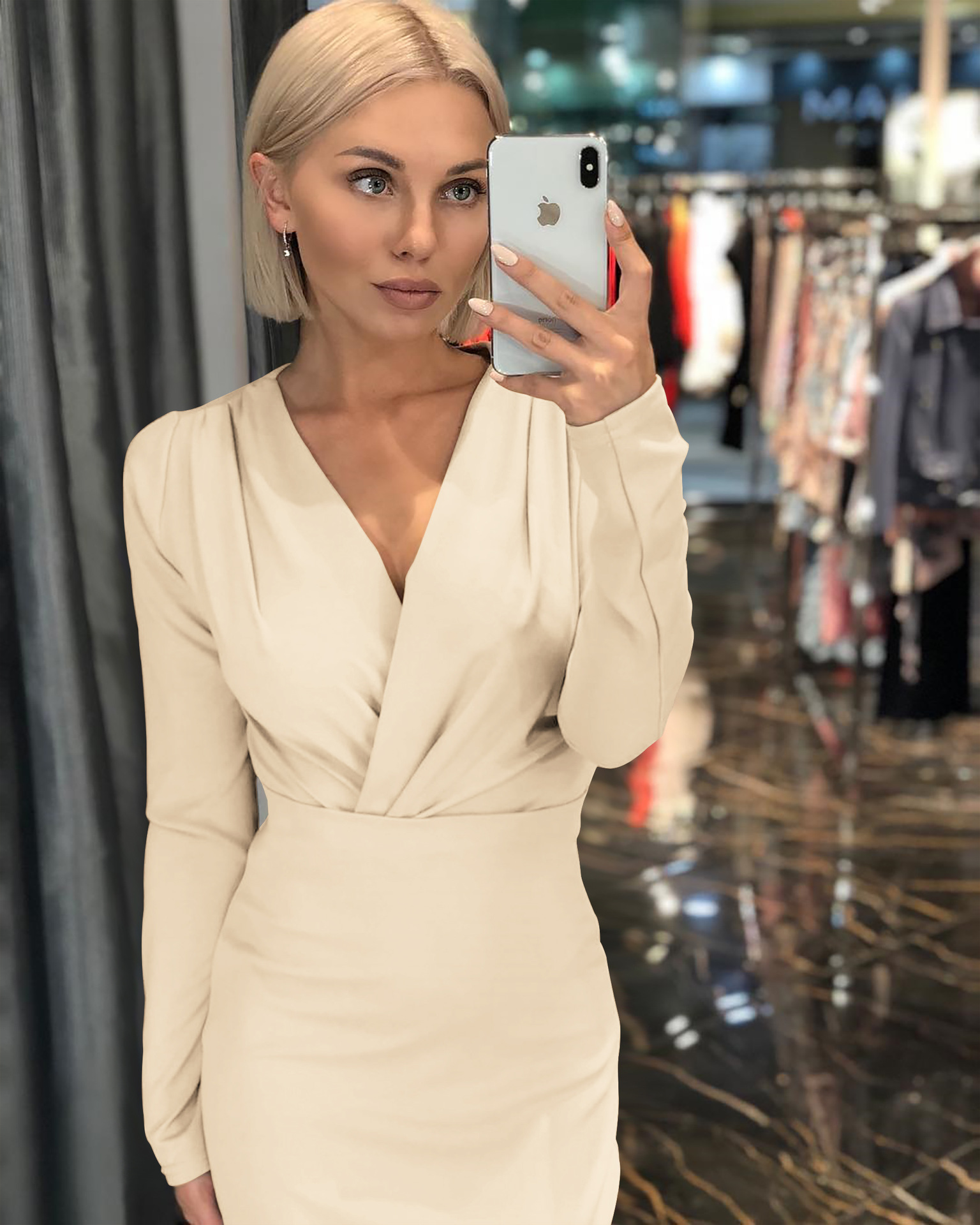 Sexy Personalized Deep V wrapped hip dress Middle-waisted Pure colorDress Party Concert Dress