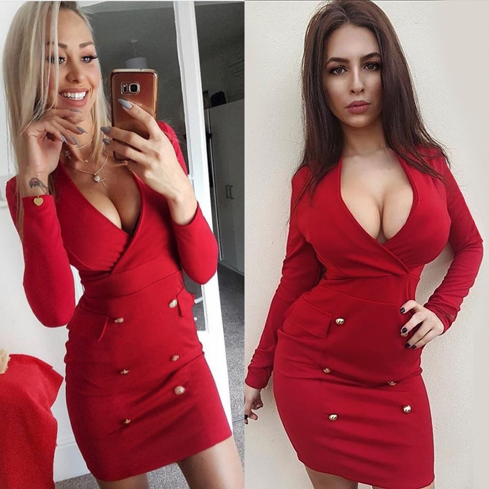 Sexy Pure color Dress Deep V Neck Cultivate oneself Skirt Lady Concert Dress Party Dress
