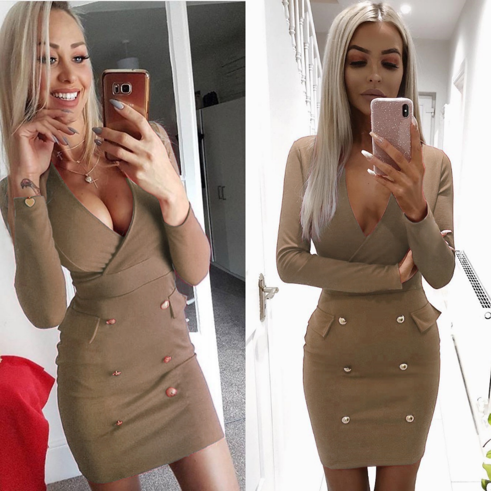 Sexy Pure color Dress Deep V Neck Cultivate oneself Skirt Lady Concert Dress Party Dress