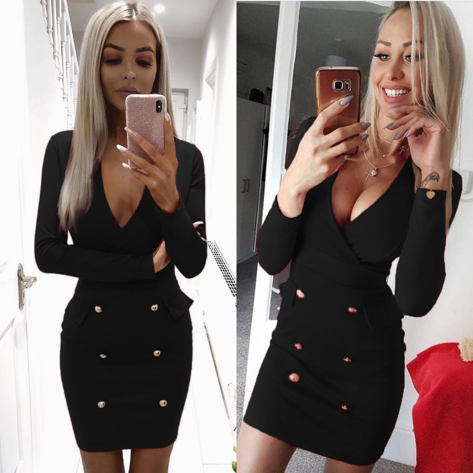 Sexy Pure color Dress Deep V Neck Cultivate oneself Skirt Lady Concert Dress Party Dress
