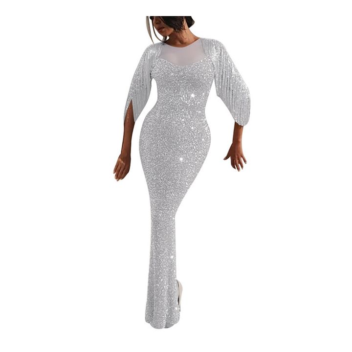 Luxury Sexy Slim Evening Dress Wrap Hip Sexy Sequins Skirt Lady Concert Show Dress Rich Lady Clothes