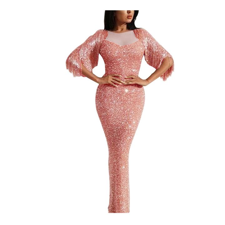 Luxury Sexy Slim Evening Dress Wrap Hip Sexy Sequins Skirt Lady Concert Show Dress Rich Lady Clothes