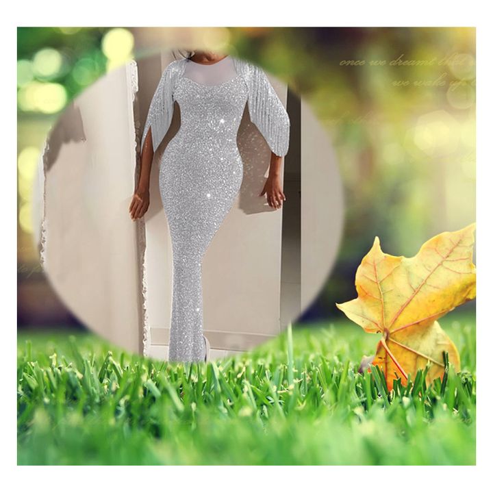 Luxury Sexy Slim Evening Dress Wrap Hip Sexy Sequins Skirt Lady Concert Show Dress Rich Lady Clothes