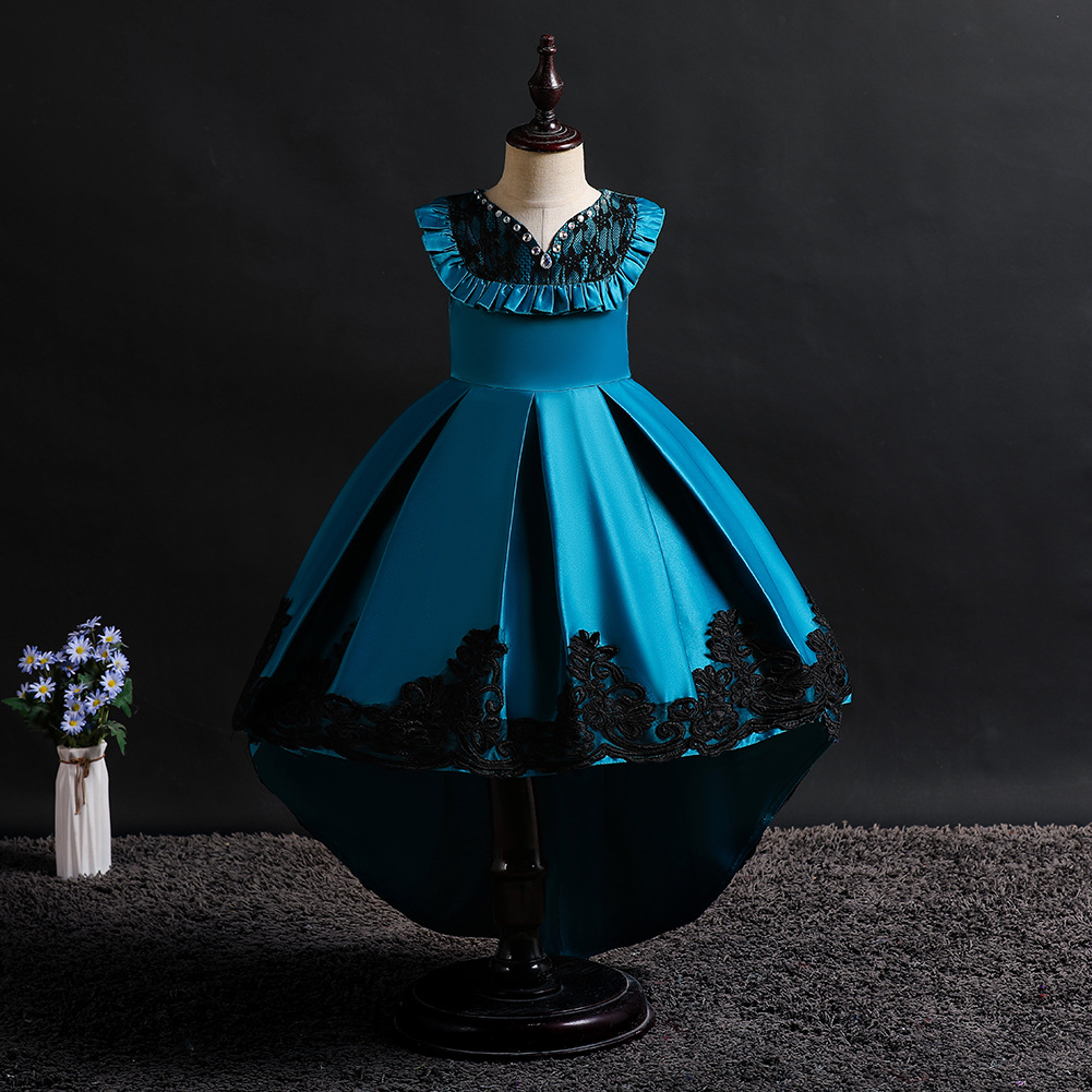 Summer New Kids Wedding Dress Lace tuxedo Princess Dress Children&apos;s Show Dress Girls Evening Dress