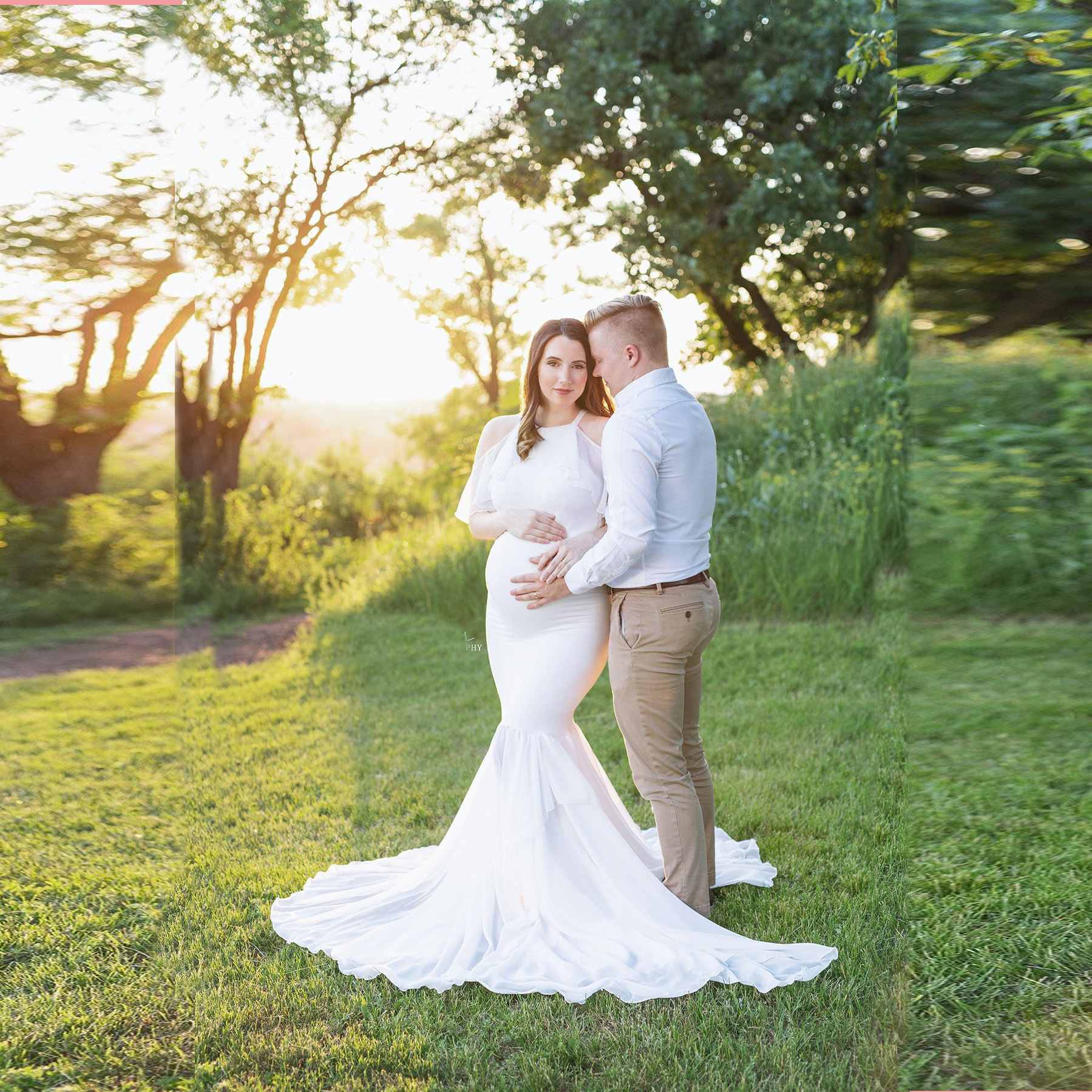 New Pattern Fashion Leaky shoulder and short sleeves LongSkirt lace Sexy Maternity Loose tail Skirt