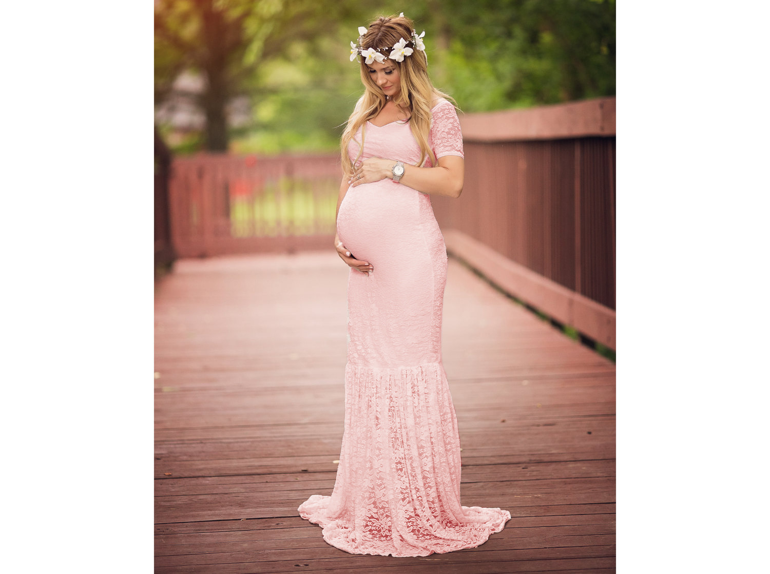 Fashion personality Deep V-Neck long sleeve Dress Sexy Maternity Lace perspective tight skirt