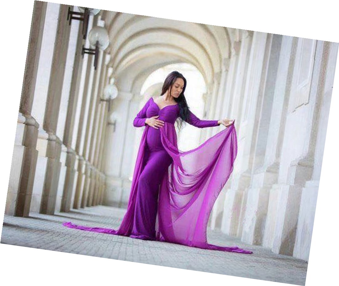 Fashion personality Deep V-Neck long sleeve Dress Sexy Maternity cotton material longskirt