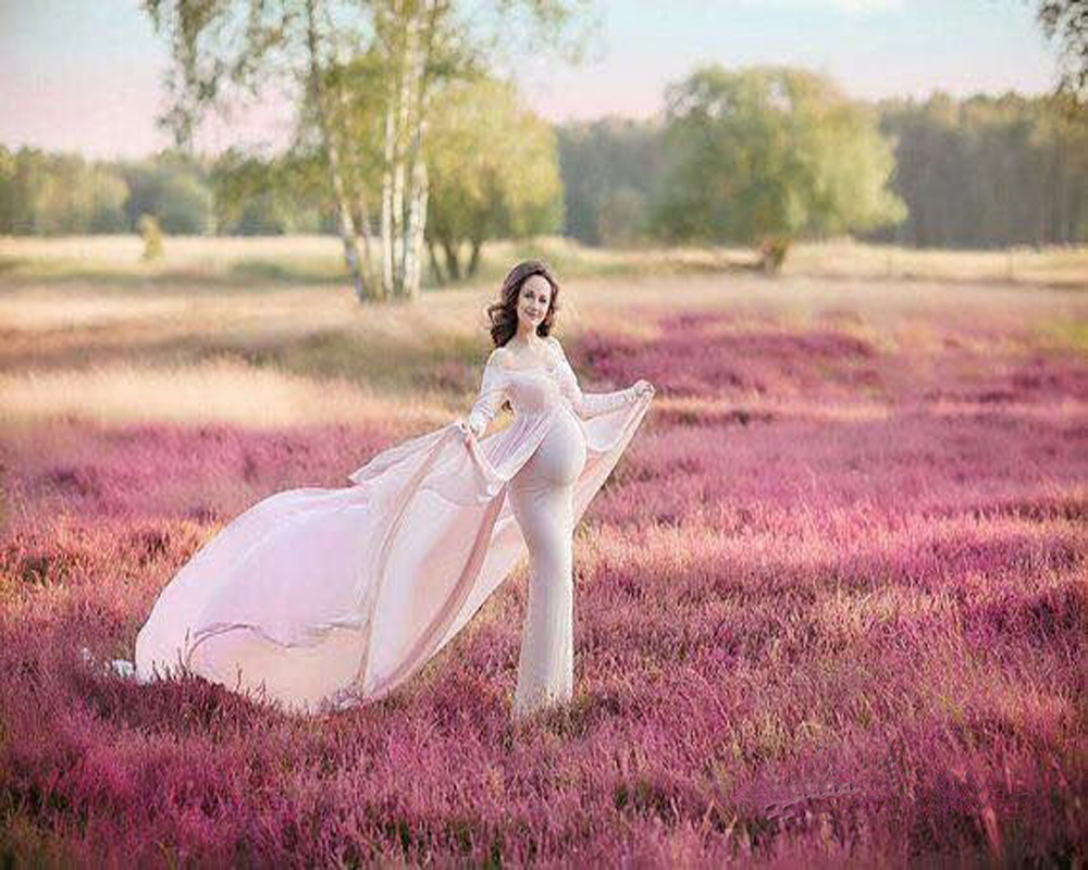 Fashion personality Deep V-Neck long sleeve Dress Sexy Maternity cotton material longskirt