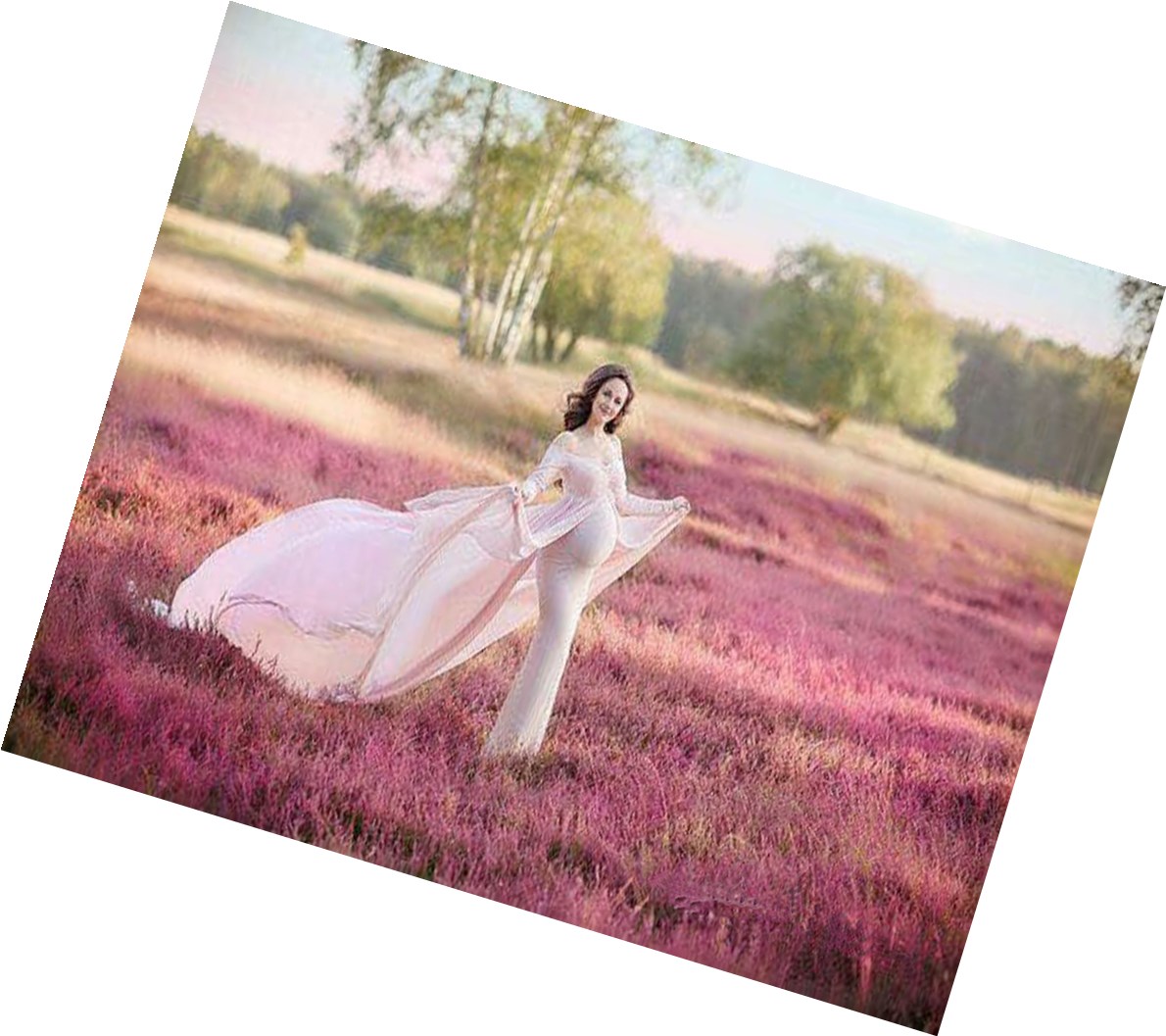 Fashion personality Deep V-Neck long sleeve Dress Sexy Maternity cotton material longskirt