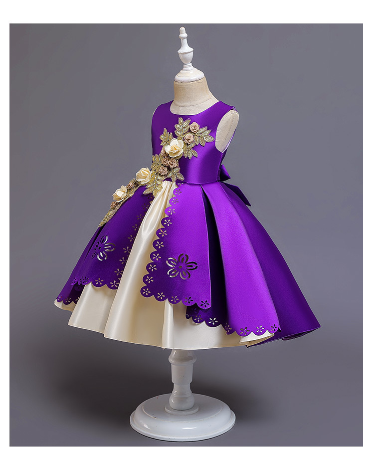 Popular Kids Gift Fashion Girl's Party Evening Wedding Embroidered Flowers Princess Children Dress Birthday Girls Gift Ceremoney Girls Dresses