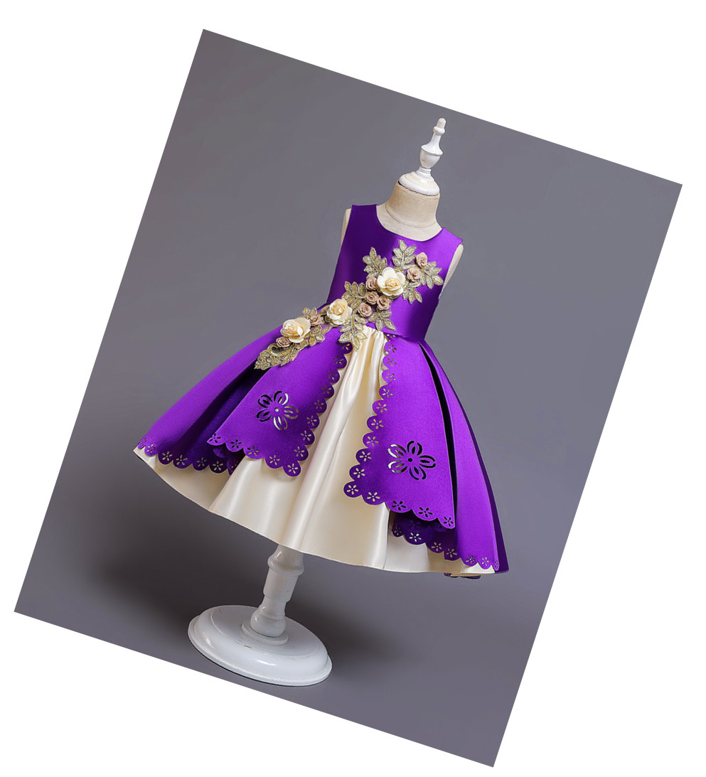 Popular Kids Gift Fashion Girl's Party Evening Wedding Embroidered Flowers Princess Children Dress Birthday Girls Gift Ceremoney Girls Dresses