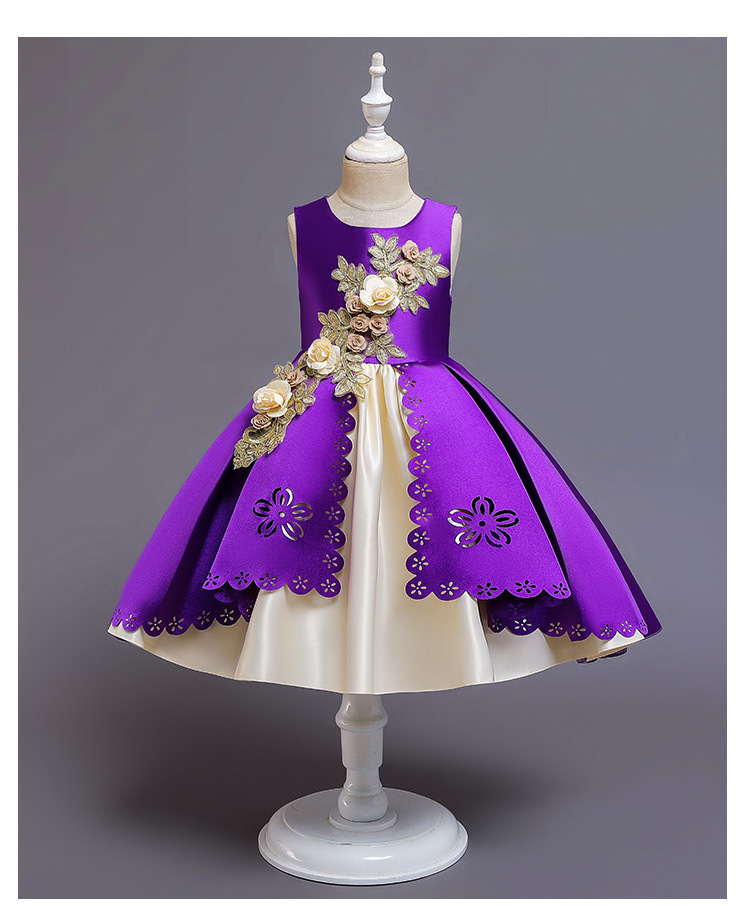 Popular Kids Gift Fashion Girl's Party Evening Wedding Embroidered Flowers Princess Children Dress Birthday Girls Gift Ceremoney Girls Dresses