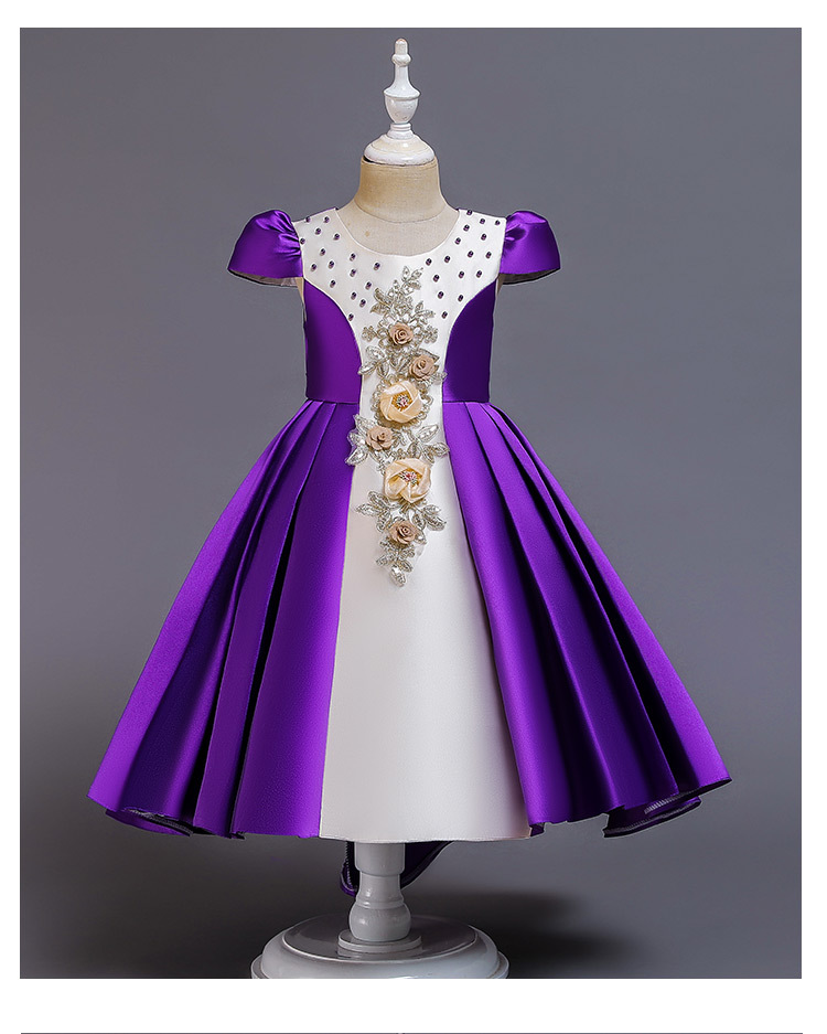 Kids Flower Girls Wedding Dress For Girl Party Dresses Lace Princess Children Costume Dress Middle and Large School Girls' Dress Children's Clothing Bubble Sleeves Retro Palace Princess Long Dress