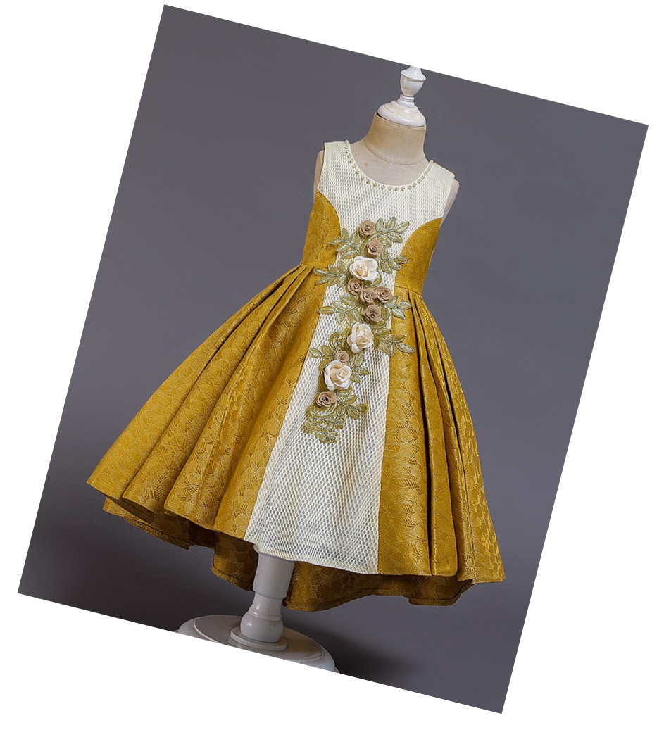 Kids Flower Girls Wedding Dress For Girl Party Dresses Sling Bow Princess Children Dress