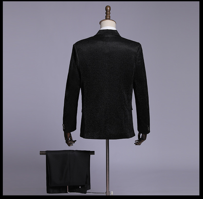 Jacket + Pant+Bow tie Men Business Slim Suits Solid Color Wedding Office Dress Prom Suit Three-Piece