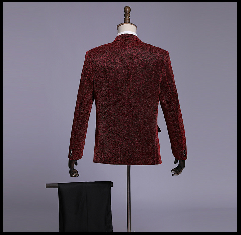 Jacket + Pant+Bow tie Men Business Slim Suits Solid Color Wedding Office Dress Prom Suit Three-Piece