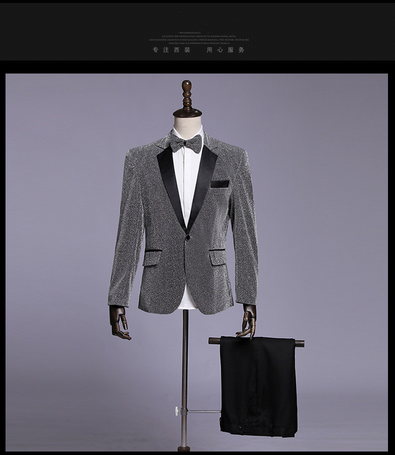 Jacket + Pant+Bow tie Men Business Slim Suits Solid Color Wedding Office Dress Prom Suit Three-Piece