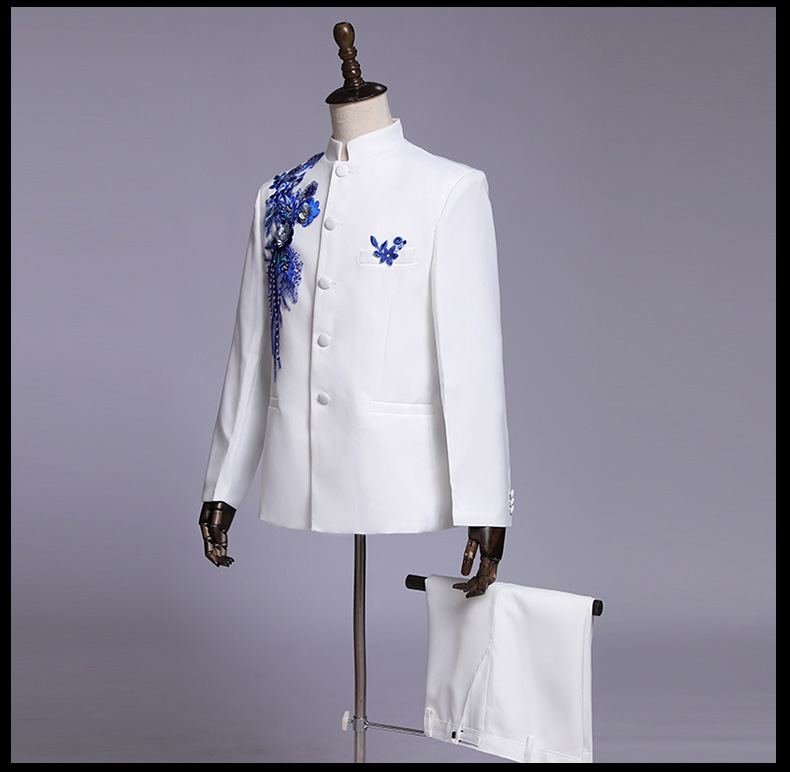 Jacket + Pant Men Business Slim Suits Solid printing Wedding Office Dress Prom Suit Two-Piece Fashion City Embroidery/Embroidery Craft Print Vintage Style