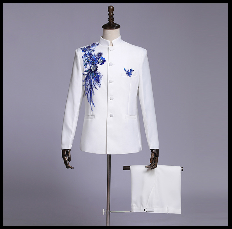 Jacket + Pant Men Business Slim Suits Solid printing Wedding Office Dress Prom Suit Two-Piece Fashion City Embroidery/Embroidery Craft Print Vintage Style