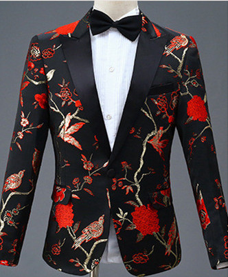 Men Slim Suits Men Business Casual Clothing Groomsman Suit Jacket + Pant Two-Piece Men's Emcee Dress Suit Chorus Performance Slim Pattern Formal Men Clothes