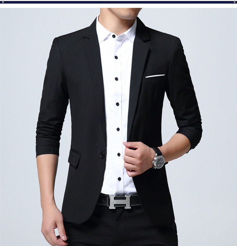 Men's Fashion Slim Suits  Casual Groomsman Clothing Business office Pure color Loose coat