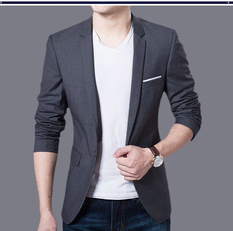 Men's Fashion Slim Suits  Casual Groomsman Clothing Business office Pure color Loose coat