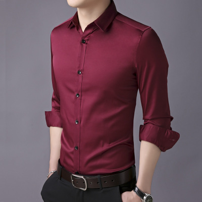Men's New pattern Slim shirt Casual Business Korean Edition shirt office Pure color Youth shirt