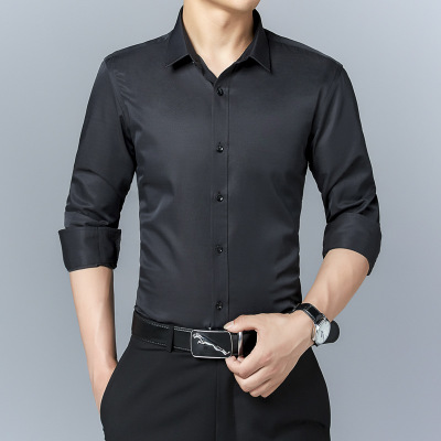 Men's New pattern Slim shirt Casual Business Korean Edition shirt office Pure color Youth shirt