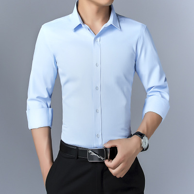 Men's New pattern Slim shirt Casual Business Korean Edition shirt office Pure color Youth shirt