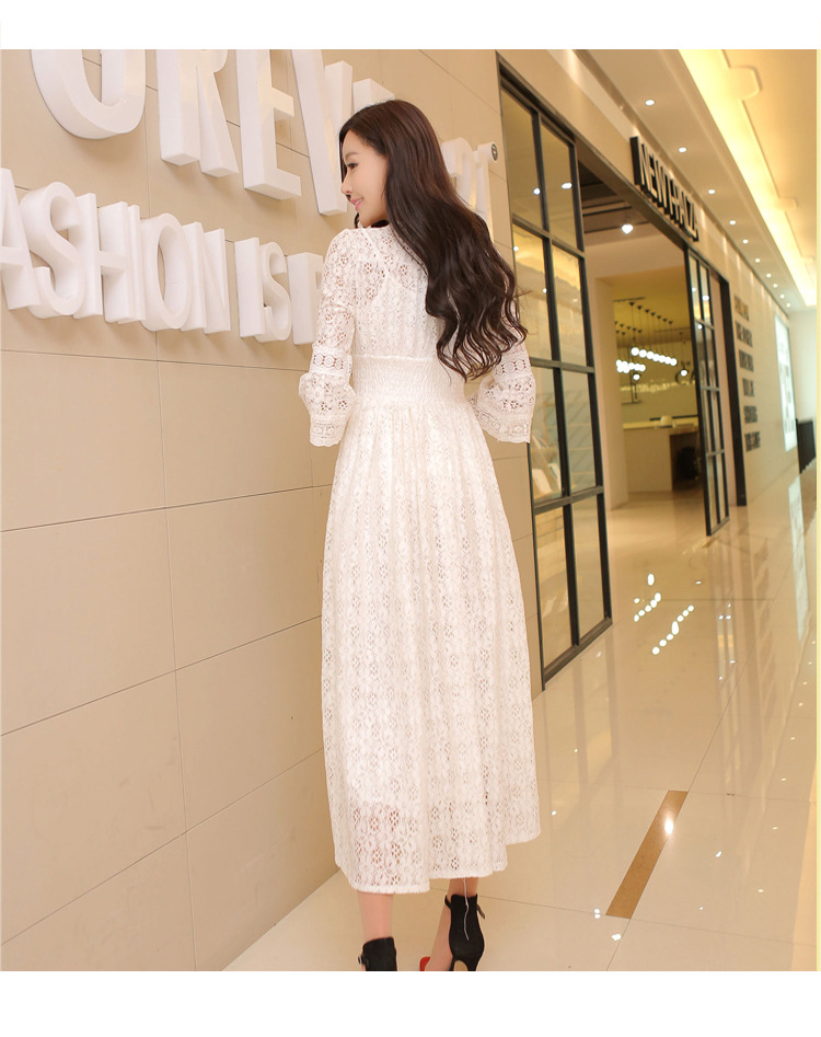 Sexy Korean Edition V collar Lace dress Wedding dress Skirt Ma'am  Leisure time skirt