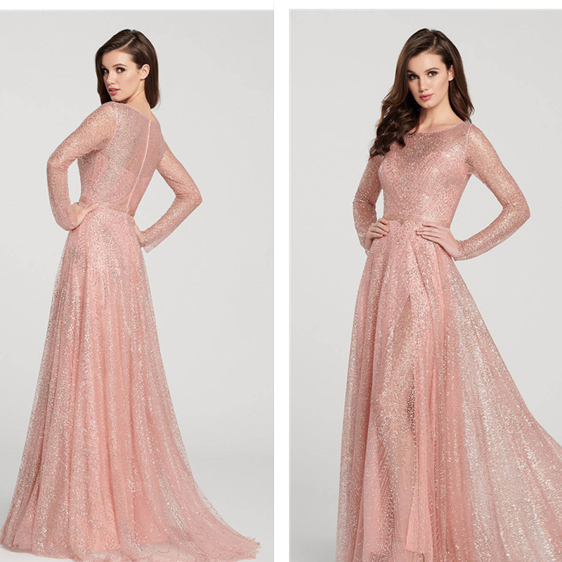 Sexy Round collar Long Dress Bridesmaid Long sleeves dress dress Ma'am Concert Dress Party Dress