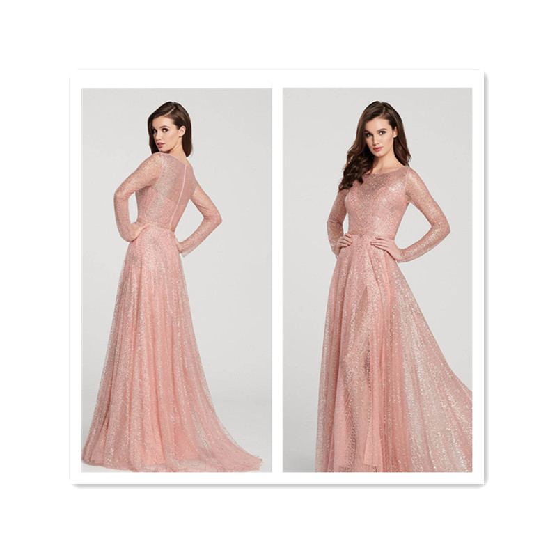 Sexy Round collar Long Dress Bridesmaid Long sleeves dress dress Ma'am Concert Dress Party Dress