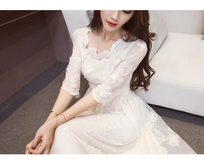 Lace Hollowing Out Wear Long Dress Bridesmaid Dress Ma'am Concert Part 2024 Spring New Women's Dress Plus-size mid-length Lace Slim-fit Female Temperament Long DresS DresSS