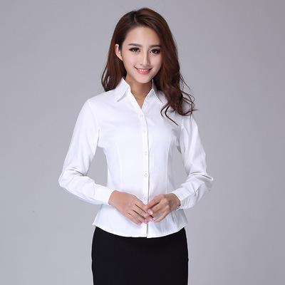 Spring Summer Shirt Long Sleeve Formal Tops Office Lady Slim Blouse Casual Solid Shirt Tops