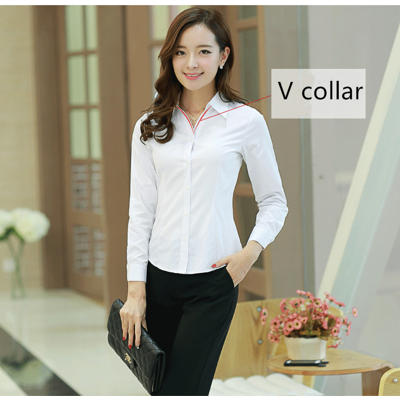 Spring Summer Shirt Long Sleeve Formal Tops Office Lady Slim Blouse Casual Solid Shirt Tops