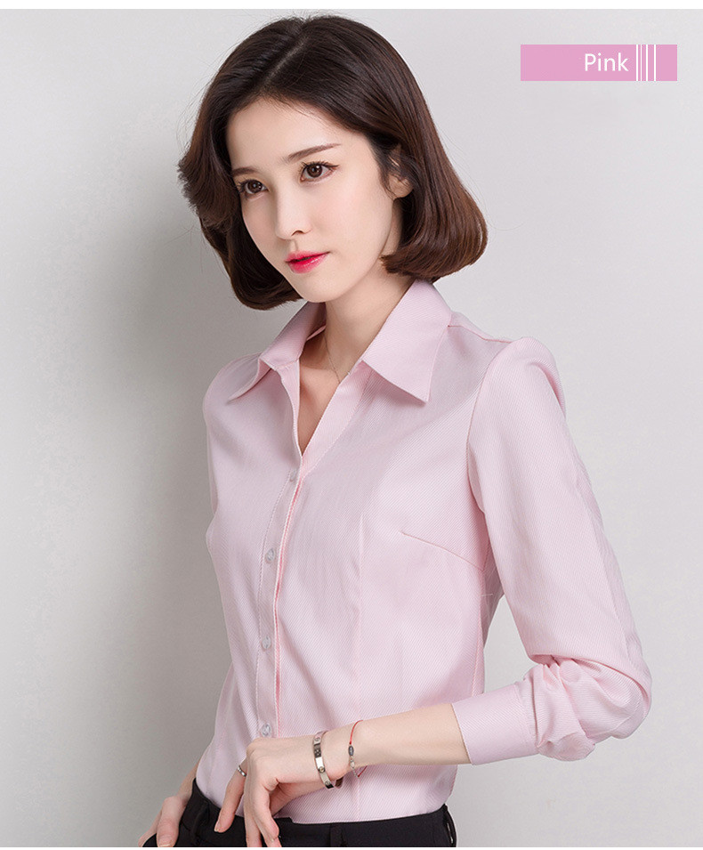 Spring Summer Shirt Long Sleeve Formal Tops Office Lady Slim Blouse Casual Solid Shirt Tops