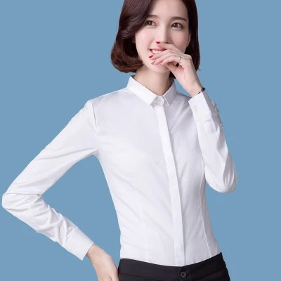 Fashion Women Shirt Long Sleeve Formal Tops Office Lady Slim Casual Shirt   Secret button Tops