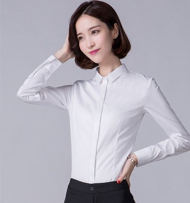 Fashion Women Shirt Long Sleeve Formal Tops Office Lady Slim Casual Shirt   Secret button Tops