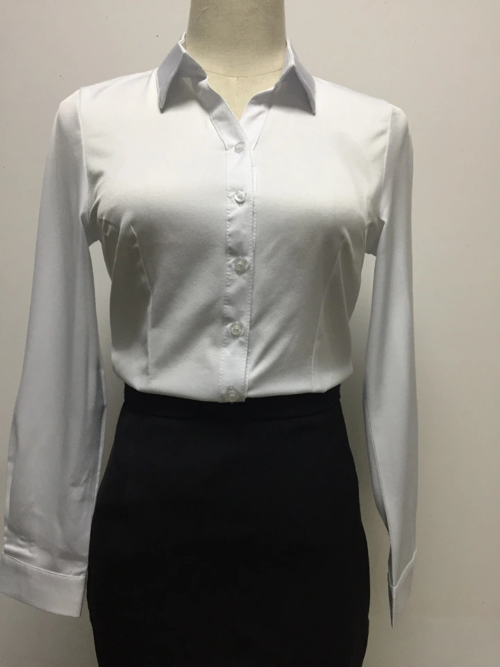 Fashionable Women's Solid Color Shirt Long Sleeved Formal Top Office Women's Slim Fit V-neck Casual Shirt No Iron High-End Professional Formal Work Shirt