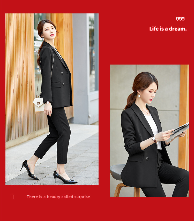 Sexy Slim Suit Office Suit Lady New Pattern Work Suit Double Breasted Long Sleeve Pure Color Suit