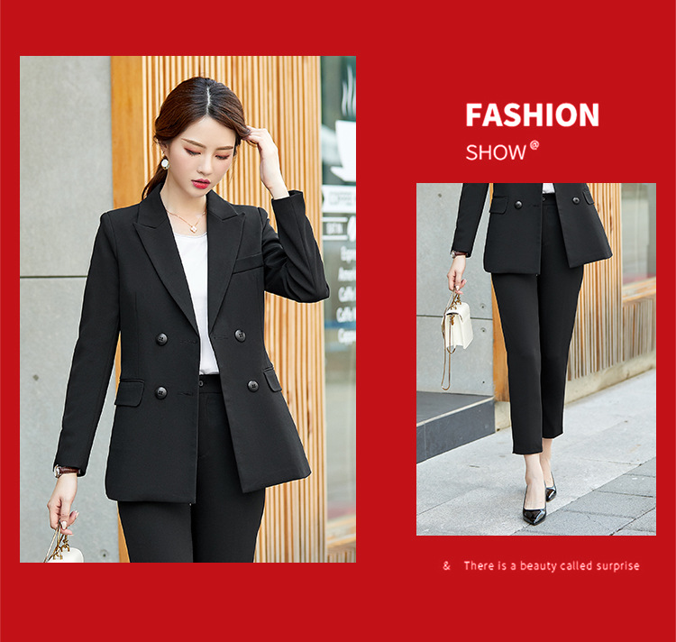 Sexy Slim Suit Office Suit Lady New Pattern Work Suit Double Breasted Long Sleeve Pure Color Suit