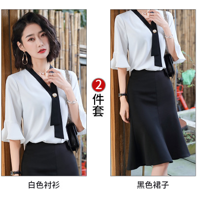 Professional White Shirt Women&apos;s  Versatile Fashion Smart White Collar Shirt Work Clothes Two Suits