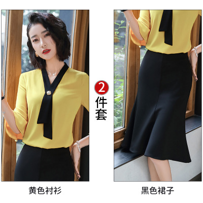 Professional White Shirt Women&apos;s  Versatile Fashion Smart White Collar Shirt Work Clothes Two Suits
