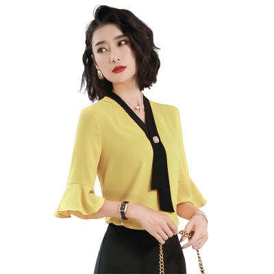 Professional White Shirt Women&apos;s  Versatile Fashion Smart White Collar Shirt Work Clothes Two Suits