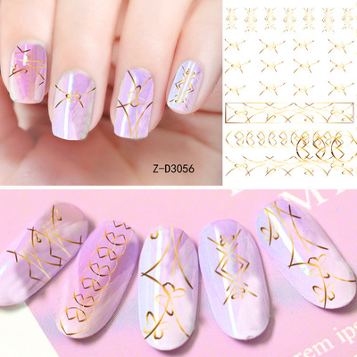 Style Nail Back Glue Sticker Can Bend Laser Gold Silver Line Black And White Line Arc Nail Decal