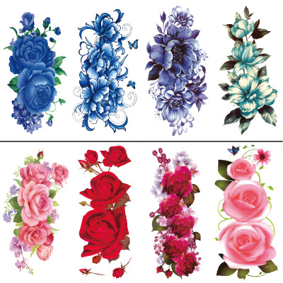 Flower Tattoo Stickers Peony Rose peach Chrysanthemum Collarbone Leg Waist Sexy Waterproof Tattoo