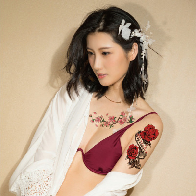 Flower Tattoo Stickers Peony Rose peach Chrysanthemum Collarbone Leg Waist Sexy Waterproof Tattoo