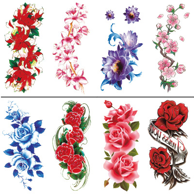 Flower Tattoo Stickers Peony Rose peach Chrysanthemum Collarbone Leg Waist Sexy Waterproof Tattoo
