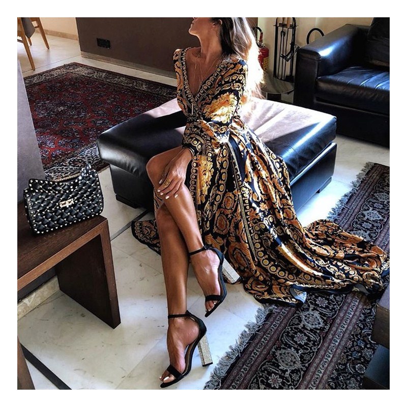 European American Style Sexy Women&apos;s Dress Popular High Split Lady Long Skirt Nightclub Casual Skirt